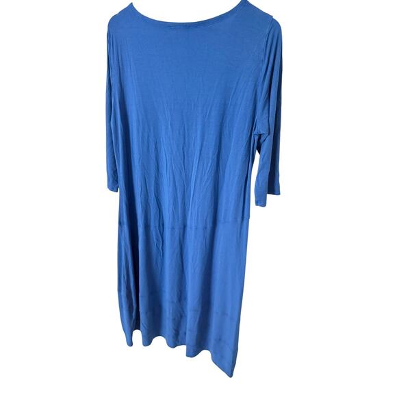 Eileen Fisher Blue XL 3/4 Sleeve Jersey Stretch Dress Rayon Lycra Flowy - Picture 5 of 6